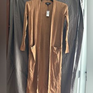 Forever 21 Tan Long Cardigan with Pockets